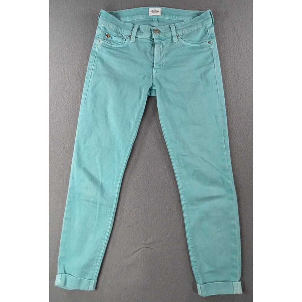 Hudson‎ Womens Harkin Crop Super Skinny Cuff Jeans 27 Aqua Blue WC432WAP